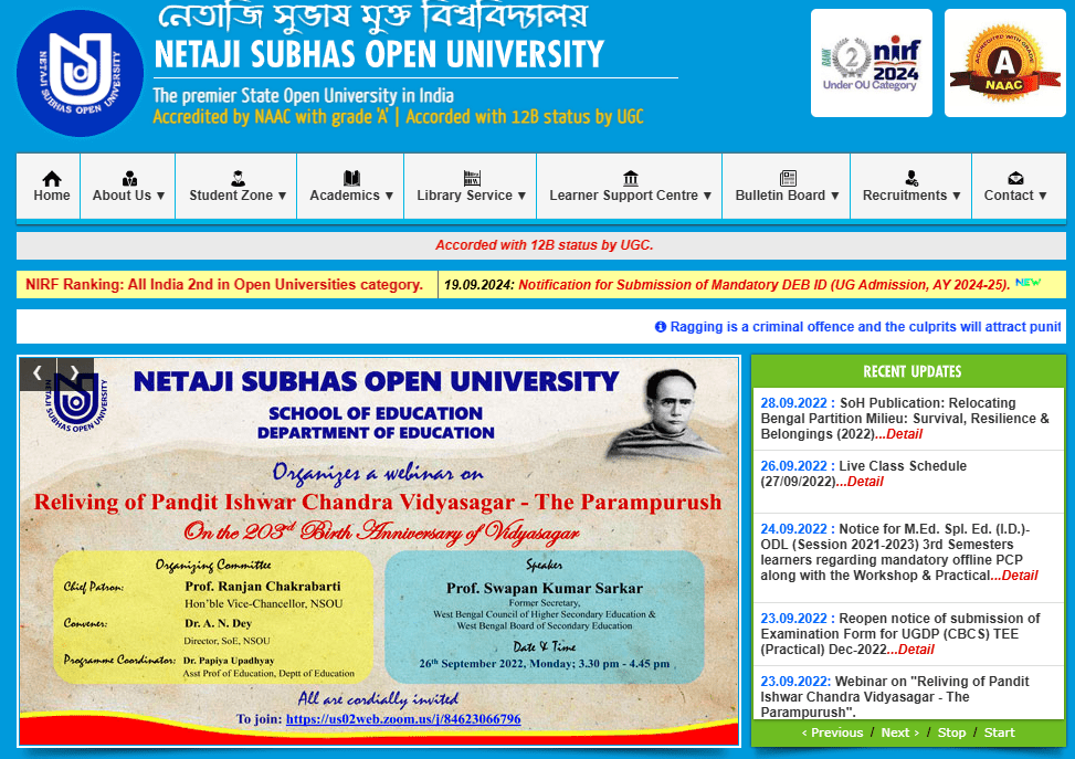 Netaji Subhas Open University Distance MBA