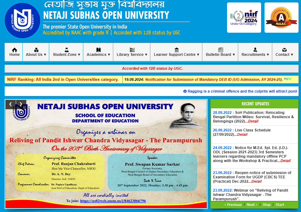 Netaji Subhas Open University Distance MBA