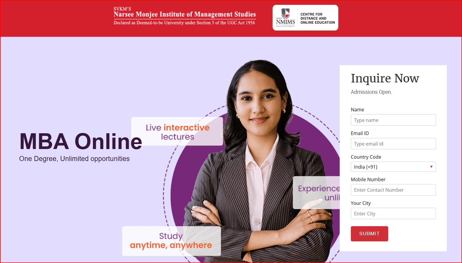 NMIMS Global distance MBA college in Ranchi offering online MBA with corporate placement support